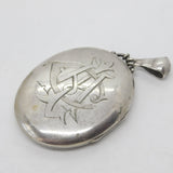 Victorian Large Sterling Silver Monogram Locket Pendant c1860 Antique