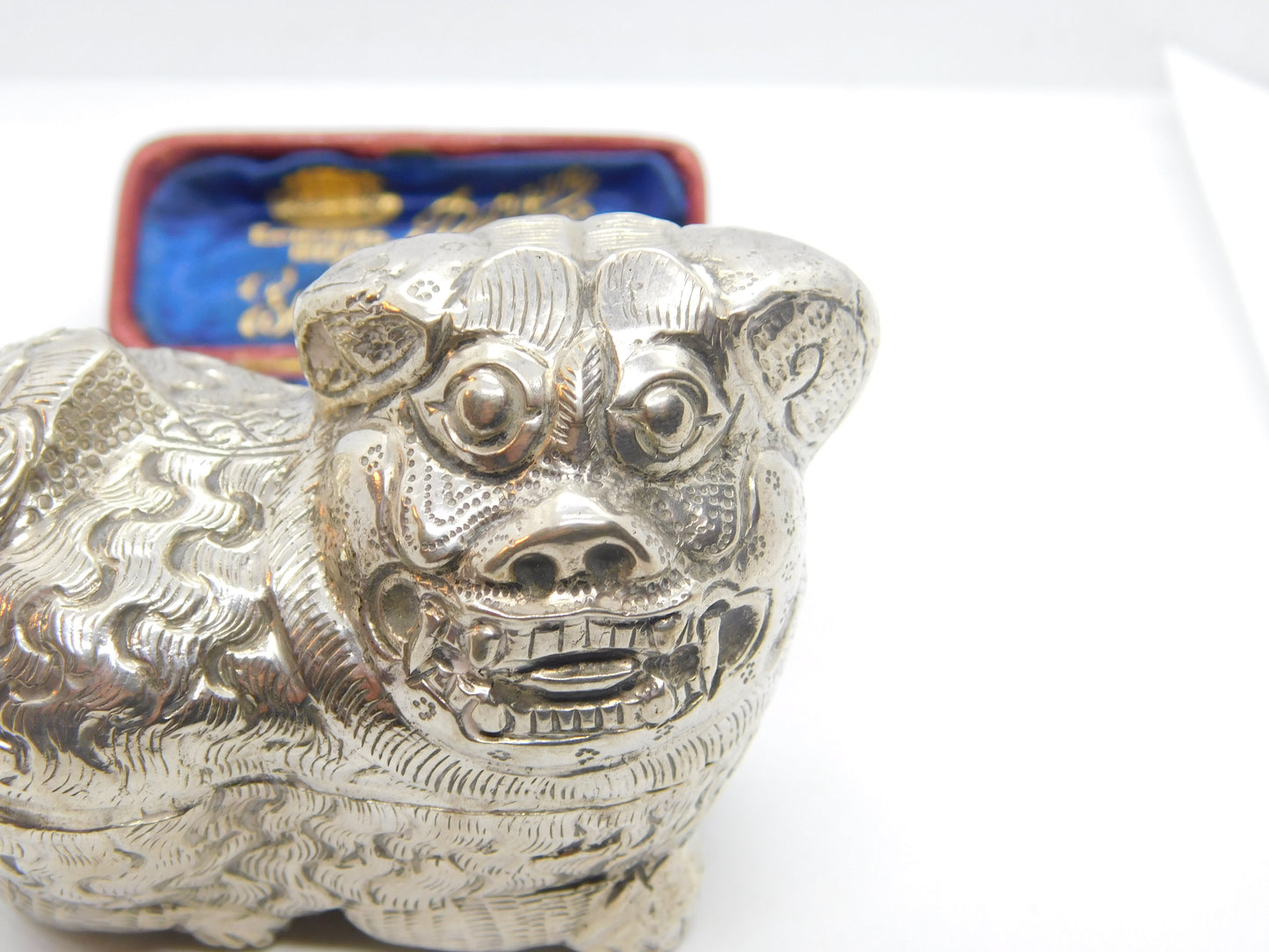 Cambodian Sterling Silver Betel Nut or Trinket Box Antique c1930 Dragon Form