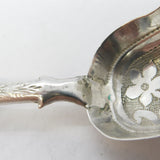 George III Sterling Silver Floral Bowl Tea Caddy Spoon Antique 1819 Birmingham