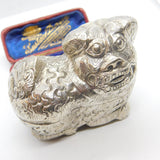 Cambodian Sterling Silver Betel Nut or Trinket Box Antique c1930 Dragon Form