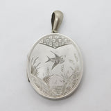 Aesthetic Victorian Sterling Silver Swallow Sweetheart Locket c1880 Antique
