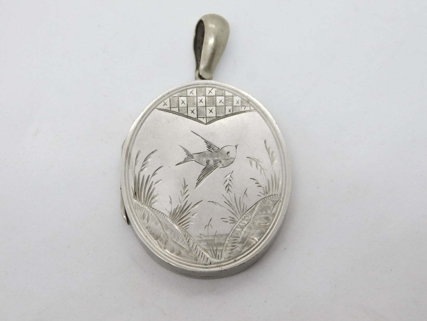 Aesthetic Victorian Sterling Silver Swallow Sweetheart Locket c1880 Antique