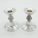 Reid & Sons Ltd Sterling Silver Celtic Pattern Pair of Candlesticks 1972 Vintage
