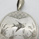 Aesthetic Victorian Sterling Silver Swallow Sweetheart Locket c1880 Antique