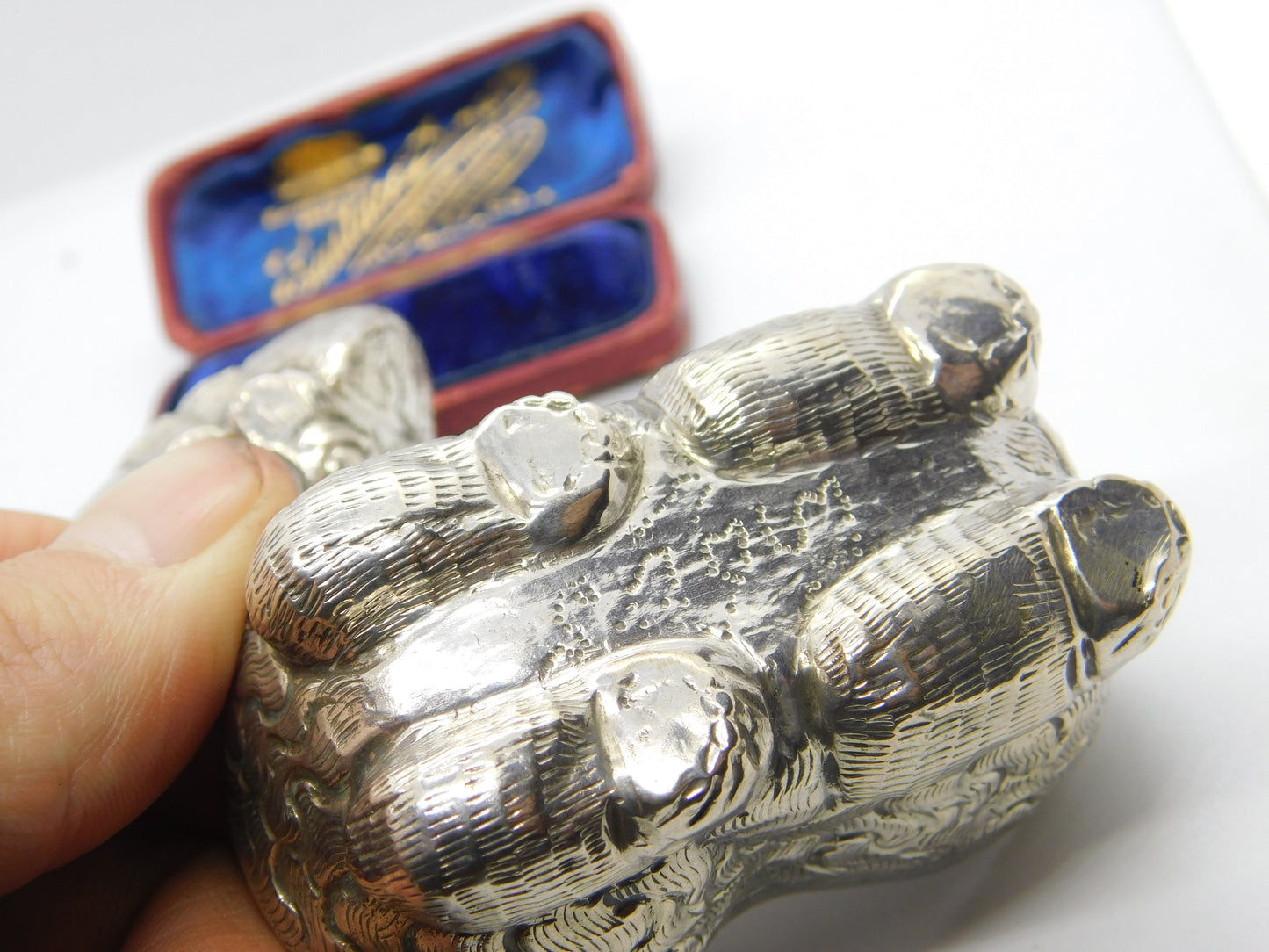 Cambodian Sterling Silver Betel Nut or Trinket Box Antique c1930 Dragon Form