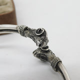 Victorian Sterling Silver Ram Head Pattern Cuff Bangle Bracelet Antique c1890