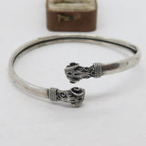 Victorian Sterling Silver Ram Head Pattern Cuff Bangle Bracelet Antique c1890