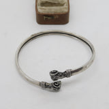 Victorian Sterling Silver Ram Head Pattern Cuff Bangle Bracelet Antique c1890