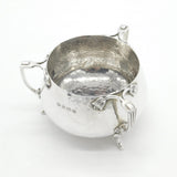 Arts & Crafts Planished Sterling Silver Tyg Handle Sugar Bowl 1929 Birmingham Antique