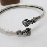 Victorian Sterling Silver Ram Head Pattern Cuff Bangle Bracelet Antique c1890