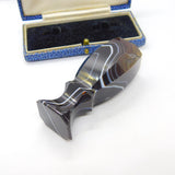Victorian Carved Banded Agate Uncut Desk Seal Stamp Antique c1880