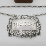 Victorian Sterling Silver Vine Pattern Brandy Decanter Label 1851 Antique