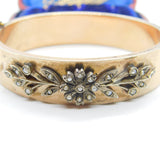 Victorian Sterling Silver Gilt & Floral Seed Pearl Set Bangle Bracelet c1860 AF