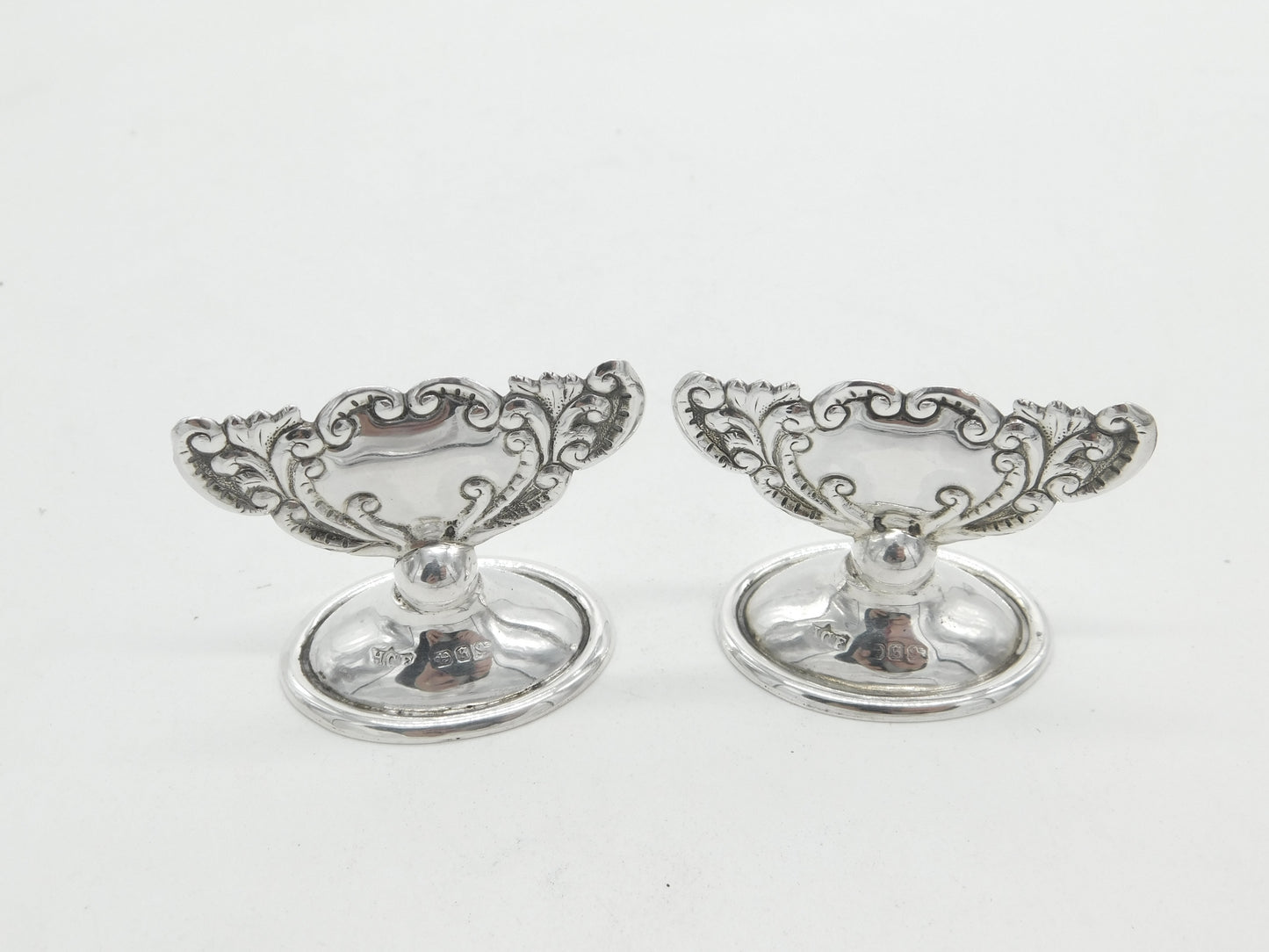 Victorian Pair of Sterling Silver Art Nouveau Menu Holders 1892 Birmingham