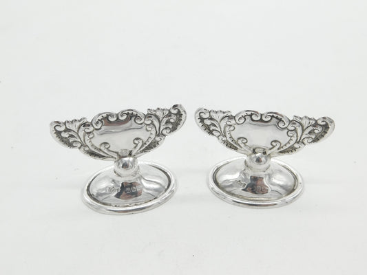 Victorian Pair of Sterling Silver Art Nouveau Menu Holders 1892 Birmingham