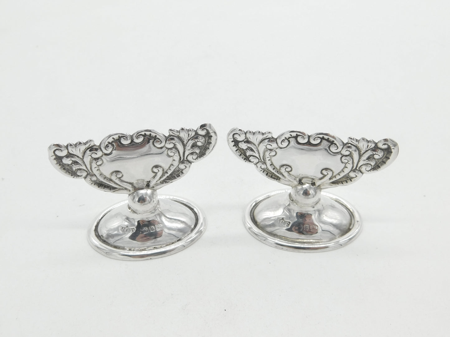 Victorian Pair of Sterling Silver Art Nouveau Menu Holders 1892 Birmingham