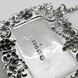 Victorian Sterling Silver Vine Pattern Brandy Decanter Label 1851 Antique