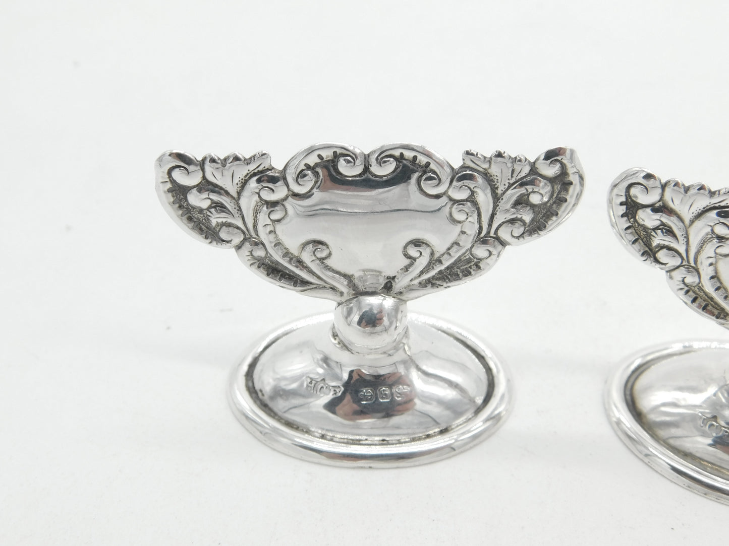 Victorian Pair of Sterling Silver Art Nouveau Menu Holders 1892 Birmingham