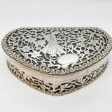 Edwardian Sterling Silver Art Nouveau Floral Jewellery Box Antique 1910 Chester