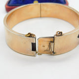 Victorian Sterling Silver Gilt & Floral Seed Pearl Set Bangle Bracelet c1860 AF