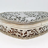 Edwardian Sterling Silver Art Nouveau Floral Jewellery Box Antique 1910 Chester