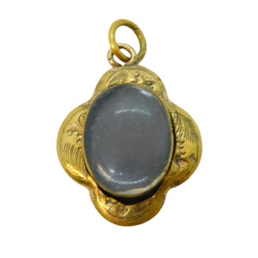 Victorian Rolled Gold Hair Set Mourning Drop Pendant Antique c1860