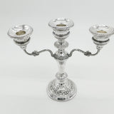 Sterling Silver Three Branch Floral Pattern Candelabra 1976 Birmingham Vintage