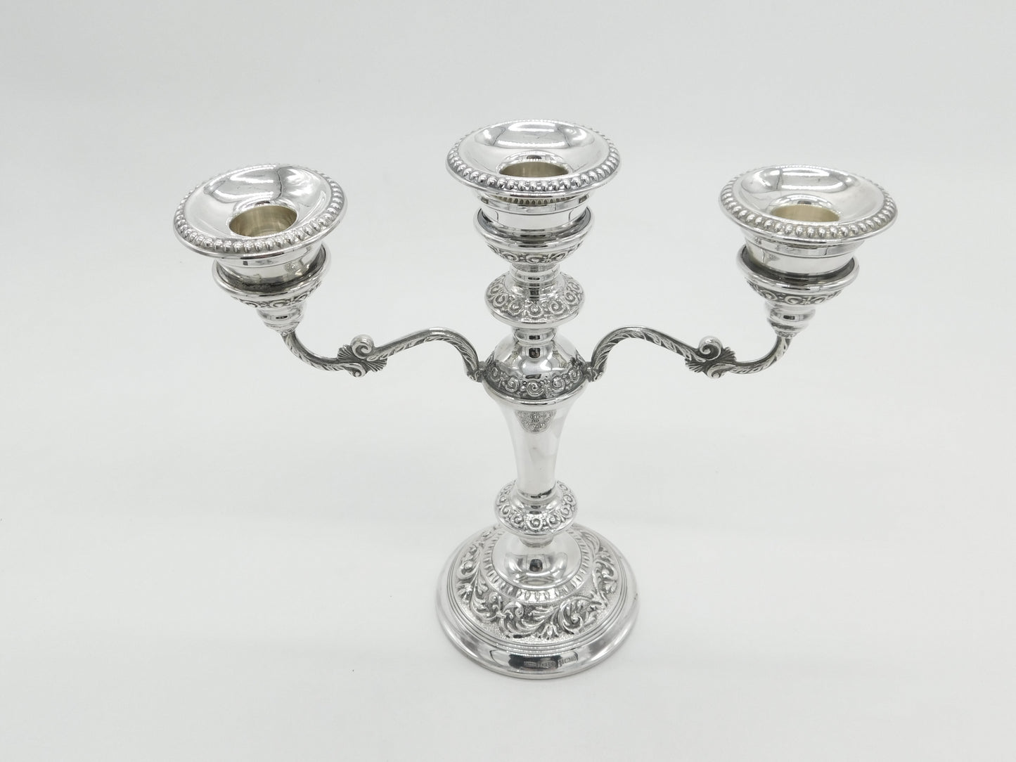 Sterling Silver Three Branch Floral Pattern Candelabra 1976 Birmingham Vintage