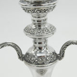 Sterling Silver Three Branch Floral Pattern Candelabra 1976 Birmingham Vintage