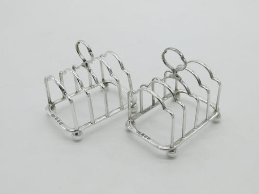 Scottish Pair of Small Sterling Silver Toast Racks 1929 Edinburgh Antique