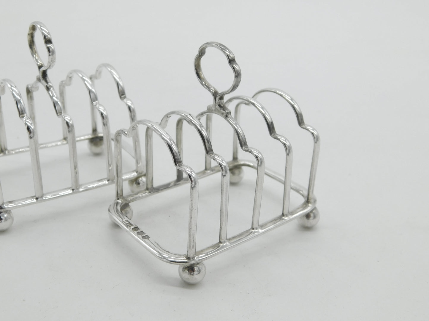 Scottish Pair of Small Sterling Silver Toast Racks 1929 Edinburgh Antique