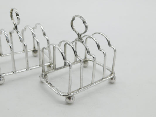 Scottish Pair of Small Sterling Silver Toast Racks 1929 Edinburgh Antique