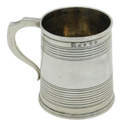 Victorian Sterling Silver Lined Pattern Christening Mug Antique 1860 Sheffield