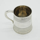 Victorian Sterling Silver Lined Pattern Christening Mug Antique 1860 Sheffield
