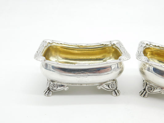 George III Pair of Sterling Silver Paw Foot Salt Cellars Antique 1810 London