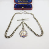 Edwardian Sterling Silver Double Albert Watch Chain 1906 Birmingham Antique
