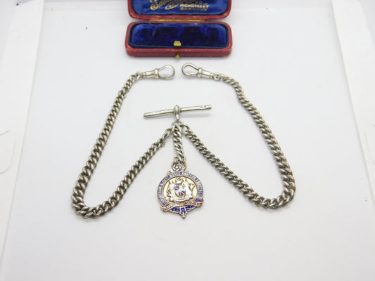 Edwardian Sterling Silver Double Albert Watch Chain 1906 Birmingham Antique