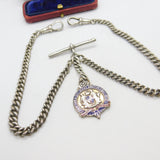 Edwardian Sterling Silver Double Albert Watch Chain 1906 Birmingham Antique