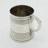 Victorian Sterling Silver Lined Pattern Christening Mug Antique 1860 Sheffield