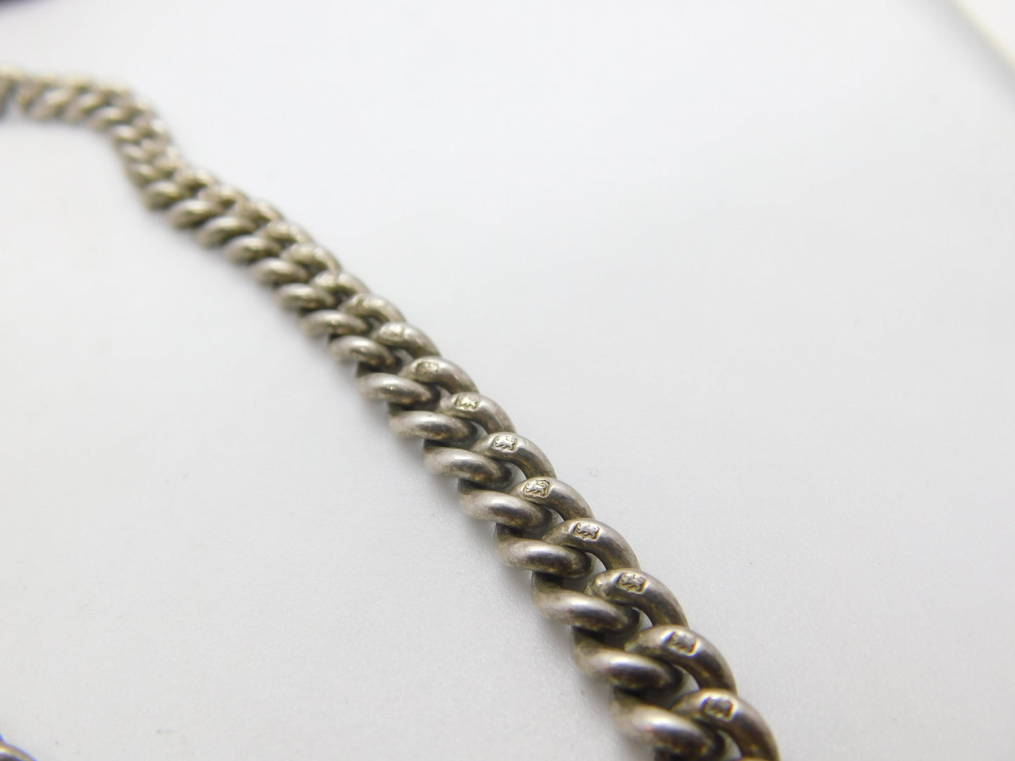 Edwardian Sterling Silver Double Albert Watch Chain 1906 Birmingham Antique