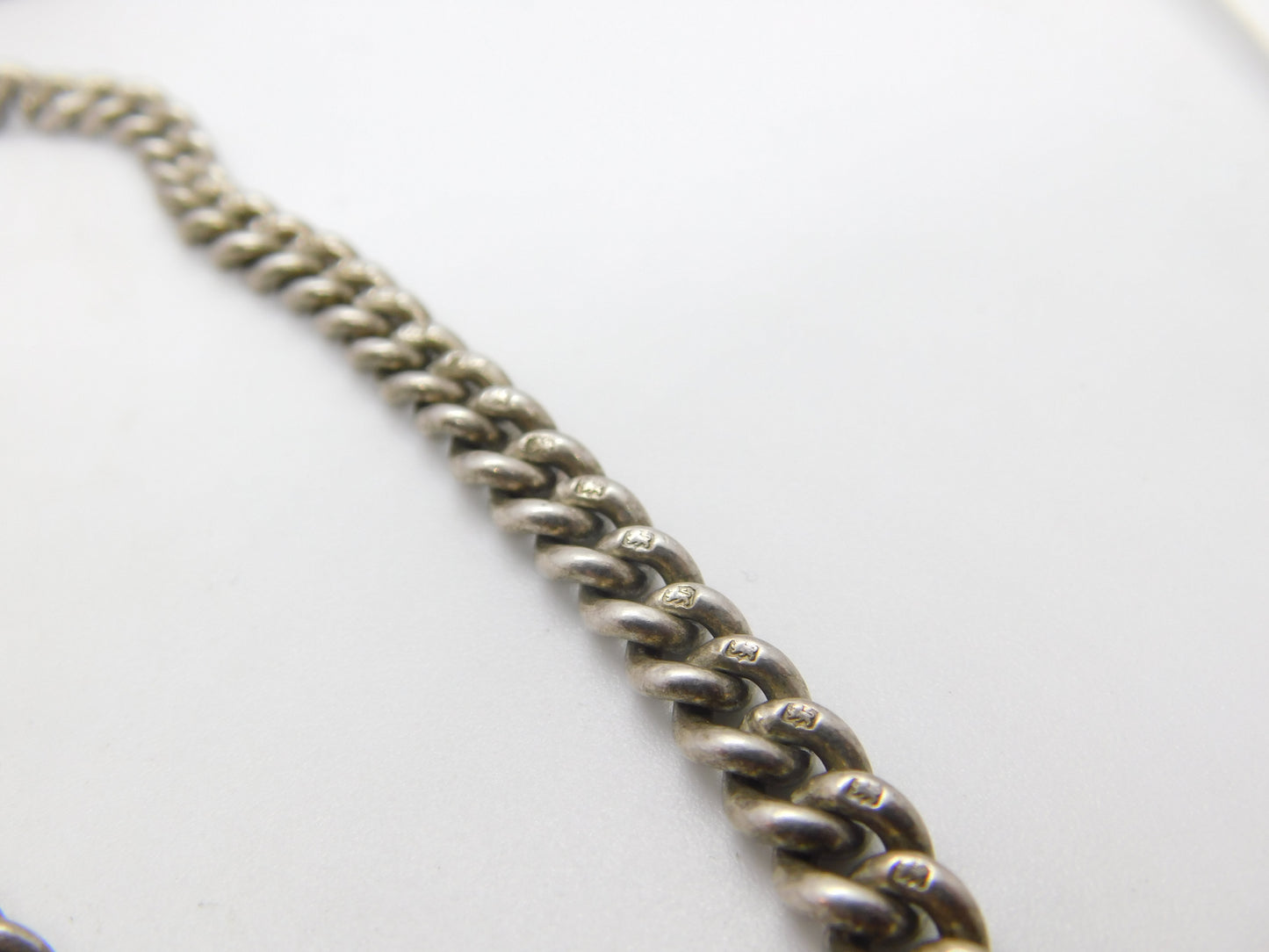 Edwardian Sterling Silver Double Albert Watch Chain 1906 Birmingham Antique