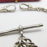 Edwardian Sterling Silver Double Albert Watch Chain 1906 Birmingham Antique