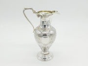 Victorian Sterling Silver Floral Large Cream Jug or Ewer Antique 1869 Sheffield