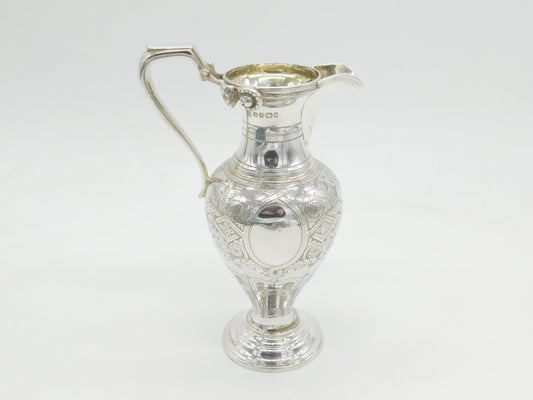 Victorian Sterling Silver Floral Large Cream Jug or Ewer Antique 1869 Sheffield