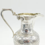 Victorian Sterling Silver Floral Large Cream Jug or Ewer Antique 1869 Sheffield