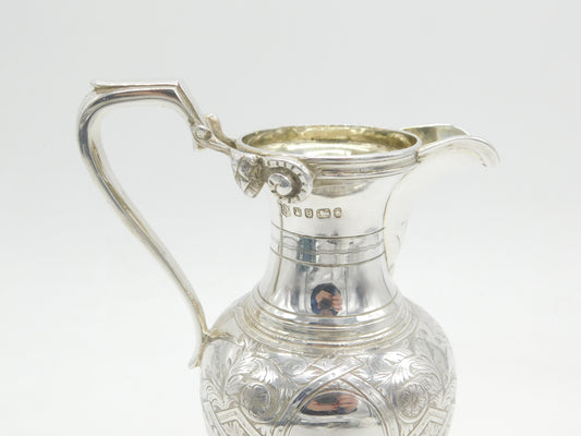 Victorian Sterling Silver Floral Large Cream Jug or Ewer Antique 1869 Sheffield