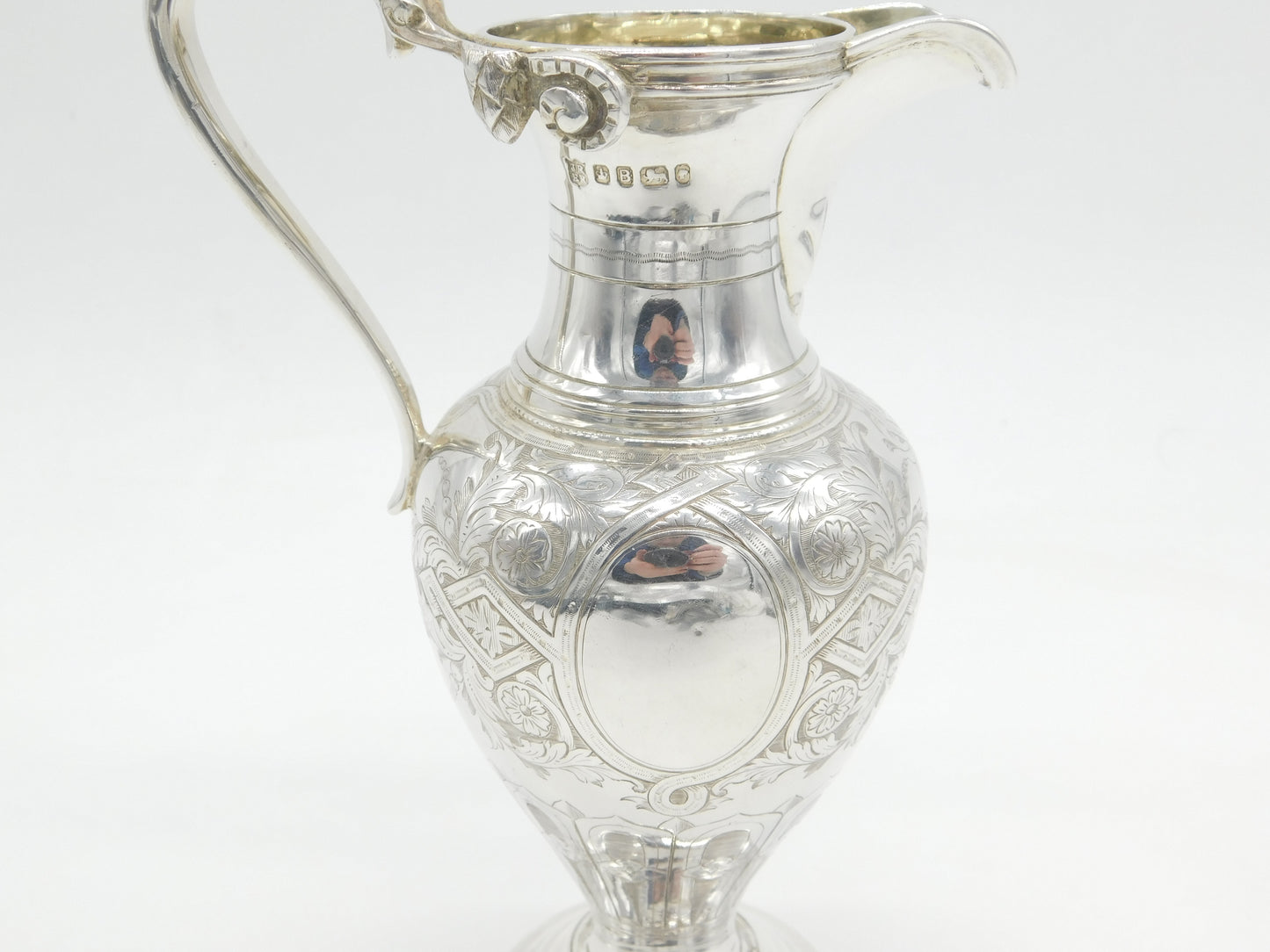 Victorian Sterling Silver Floral Large Cream Jug or Ewer Antique 1869 Sheffield