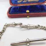Edwardian Sterling Silver Double Albert Watch Chain 1906 Birmingham Antique