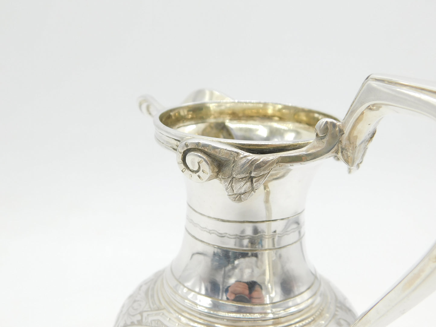 Victorian Sterling Silver Floral Large Cream Jug or Ewer Antique 1869 Sheffield