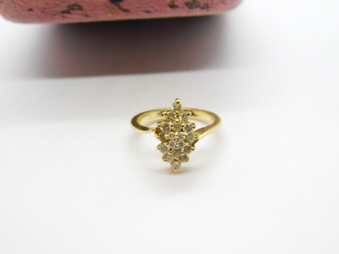 14ct Yellow Gold & Natural Diamond Set Band Ring Vintage c1970 Size K UK